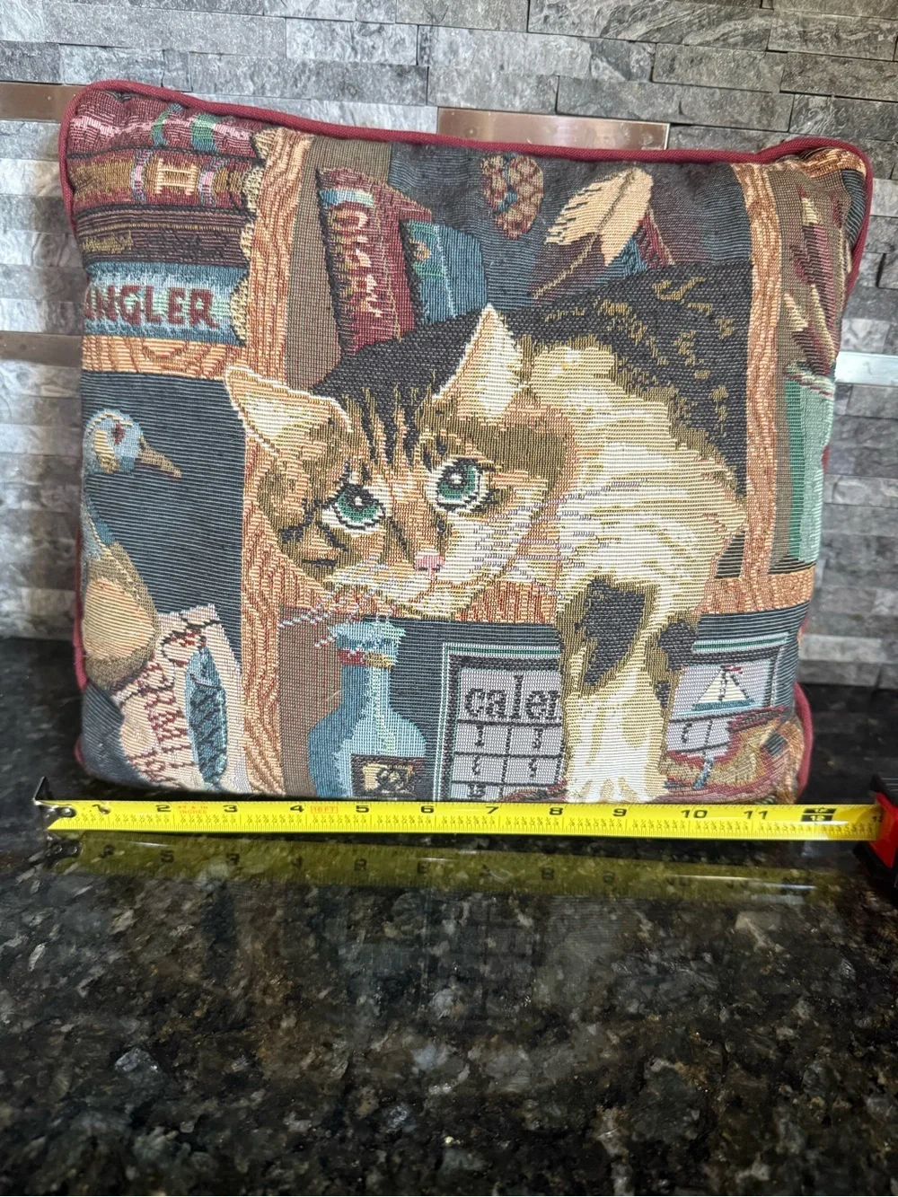 Cat Tapestry Accent Pillow in Multicolor